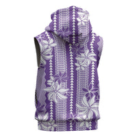 Hawaii Kakau Tribal Sleeveless Hoodie With Purple Tiare