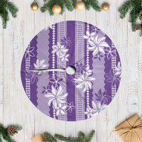 Hawaii Kakau Tribal Tree Skirt With Purple Tiare