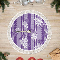 Hawaii Kakau Tribal Tree Skirt With Purple Tiare