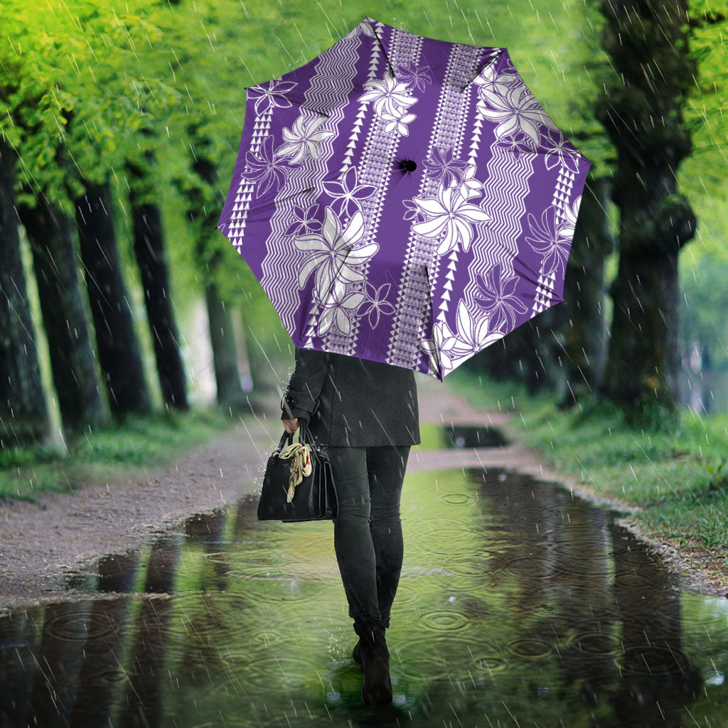 Hawaii Kakau Tribal Umbrella With Purple Tiare