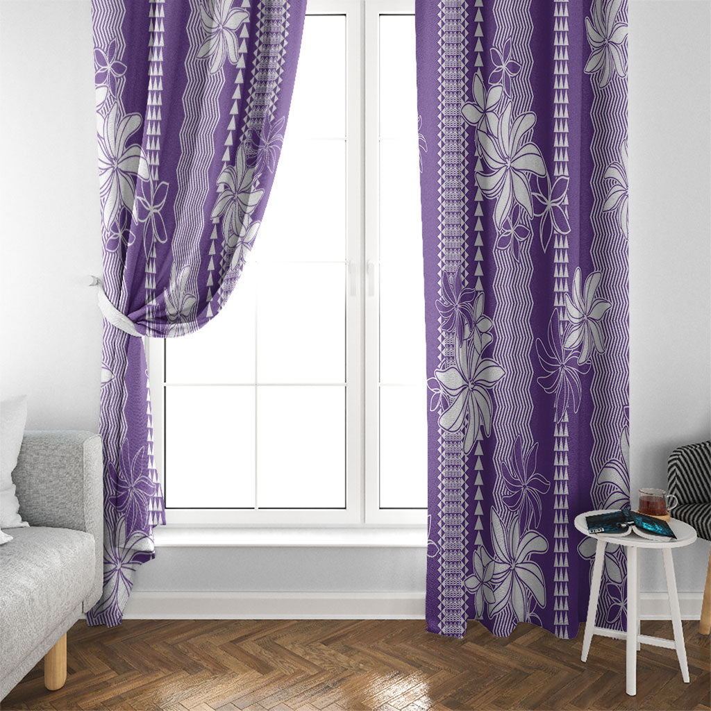 Hawaii Kakau Tribal Window Curtain With Purple Tiare