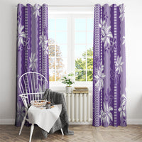 Hawaii Kakau Tribal Window Curtain With Purple Tiare