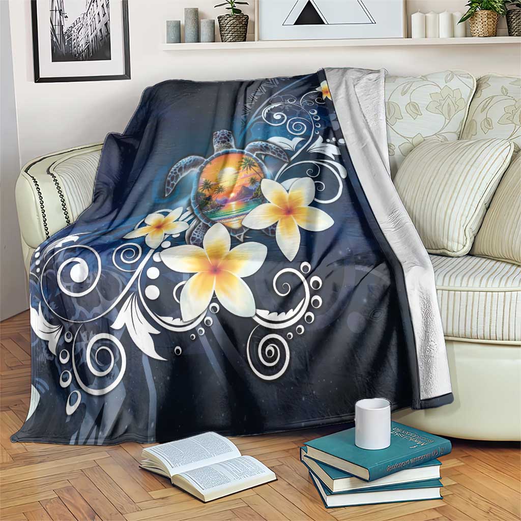 Hawaii Honu Blanket Polynesian Curves Plumeria - Polynesian Pride