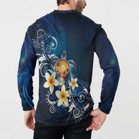 Hawaii Honu Button Sweatshirt Polynesian Curves Plumeria - Polynesian Pride