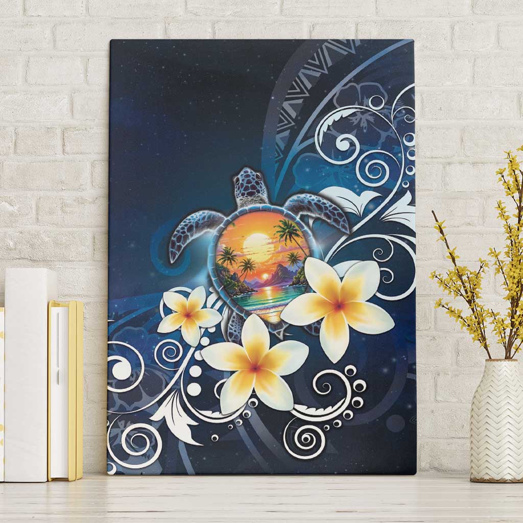 Hawaii Honu Canvas Wall Art Polynesian Curves Plumeria - Polynesian Pride
