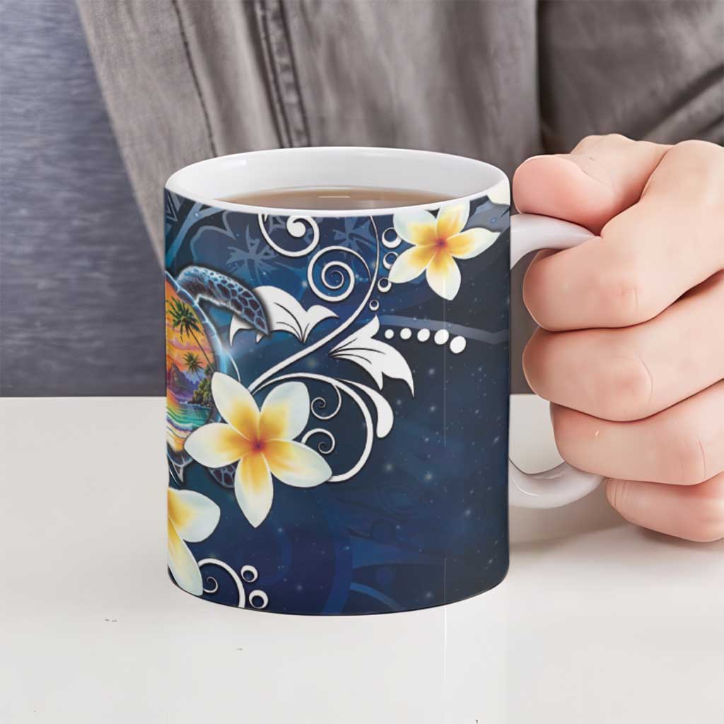 Hawaii Honu Ceramic Mug Polynesian Curves Plumeria - Polynesian Pride