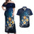 Hawaii Honu Couples Matching Off Shoulder Maxi Dress and Hawaiian Shirt Polynesian Curves Plumeria - Polynesian Pride