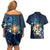 Hawaii Honu Couples Matching Off Shoulder Short Dress and Hawaiian Shirt Polynesian Curves Plumeria - Polynesian Pride