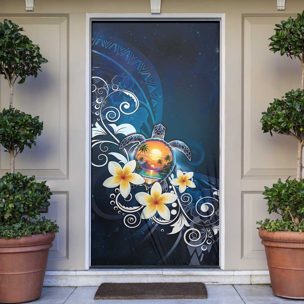 Hawaii Honu Door Cover Polynesian Curves Plumeria - Polynesian Pride