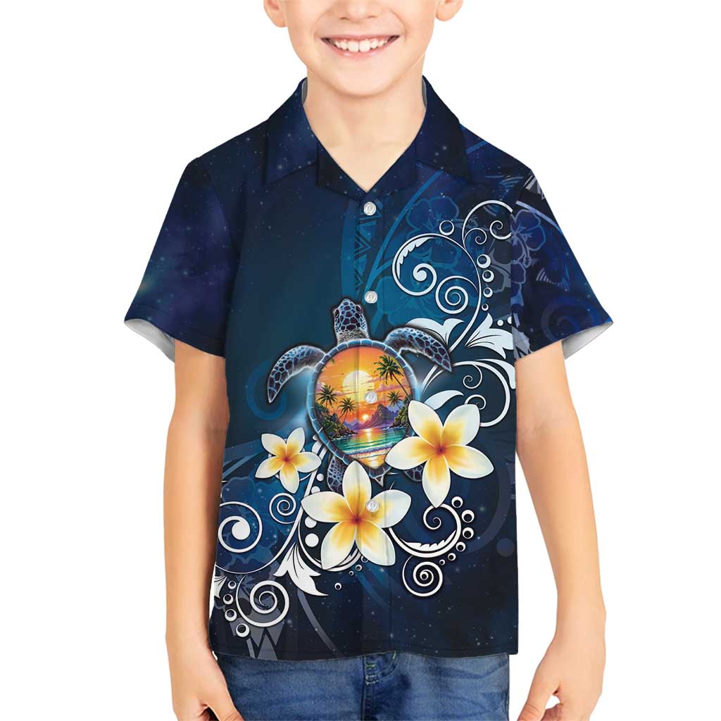 Hawaii Honu Family Matching Off Shoulder Short Dress and Hawaiian Shirt Polynesian Curves Plumeria - Polynesian Pride