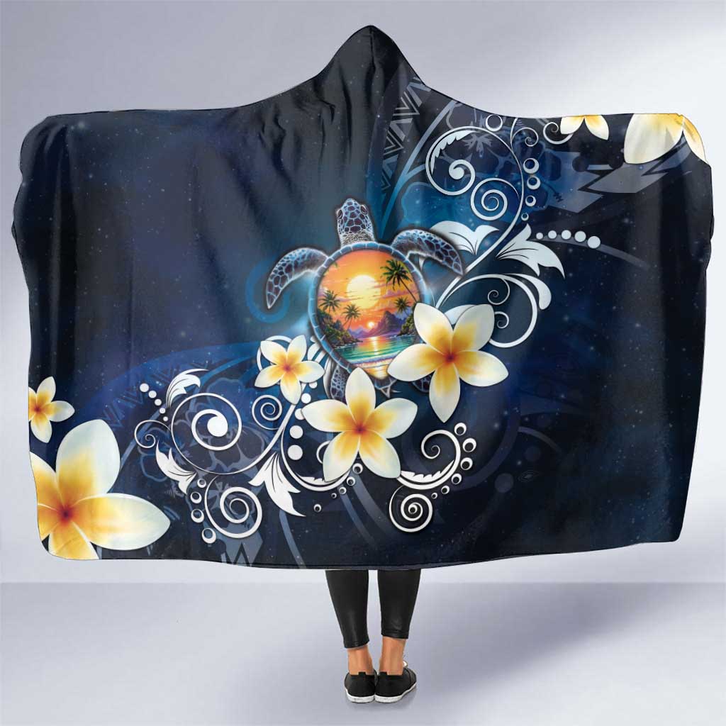 Hawaii Honu Hooded Blanket Polynesian Curves Plumeria - Polynesian Pride