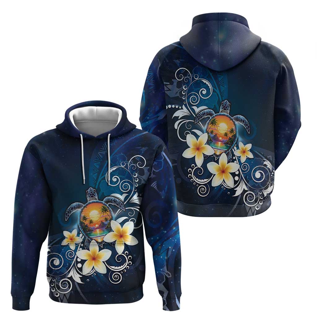 Hawaii Honu Hoodie Polynesian Curves Plumeria - Polynesian Pride