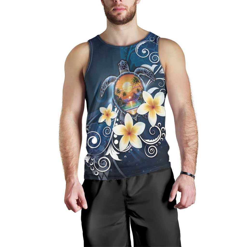 Hawaii Honu Men Tank Top Polynesian Curves Plumeria - Polynesian Pride