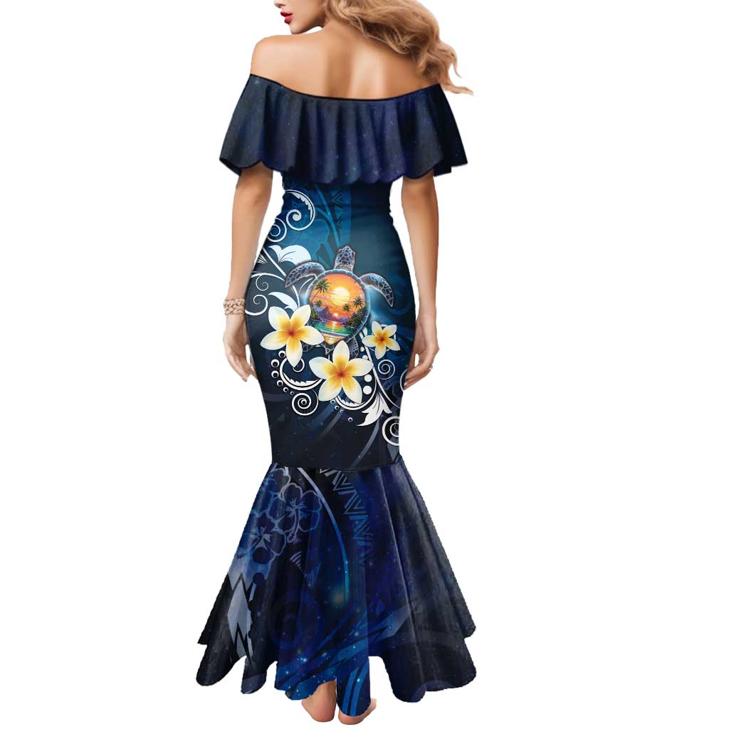 Hawaii Honu Mermaid Dress Polynesian Curves Plumeria - Polynesian Pride