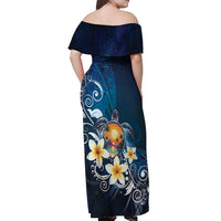 Hawaii Honu Off Shoulder Maxi Dress Polynesian Curves Plumeria - Polynesian Pride