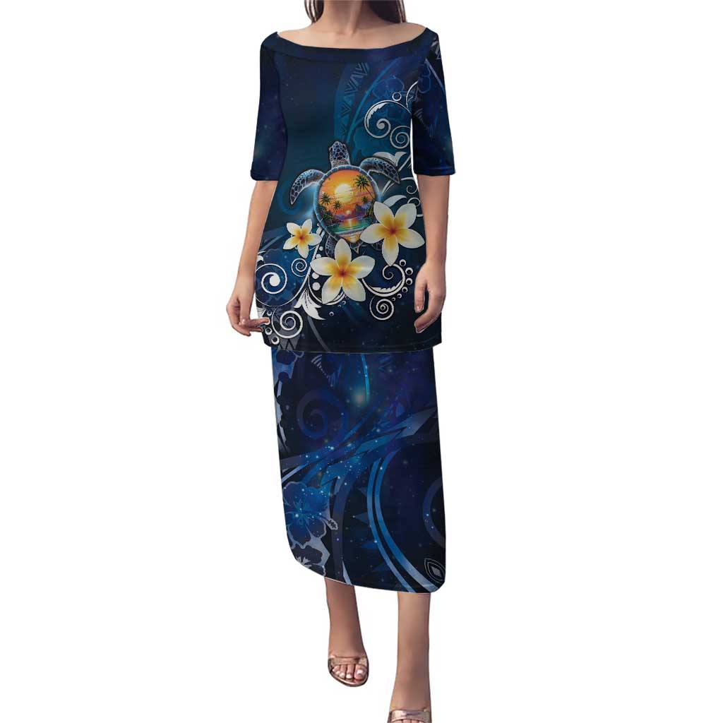 Hawaii Honu Puletasi Polynesian Curves Plumeria - Polynesian Pride