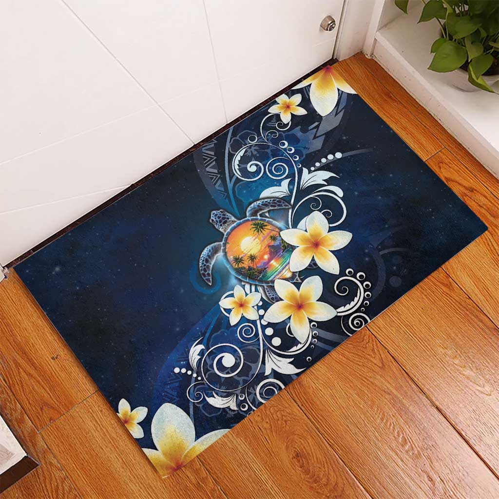 Hawaii Honu Rubber Doormat Polynesian Curves Plumeria - Polynesian Pride