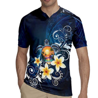 Hawaii Honu Rugby Jersey Polynesian Curves Plumeria - Polynesian Pride