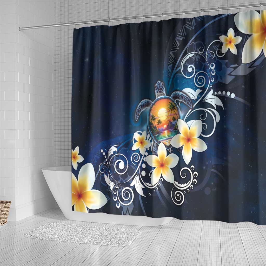 Hawaii Honu Shower Curtain Polynesian Curves Plumeria - Polynesian Pride