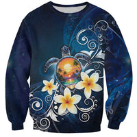 Hawaii Honu Sweatshirt Polynesian Curves Plumeria - Polynesian Pride