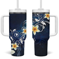 Hawaii Honu Tumbler With Handle Polynesian Curves Plumeria - Polynesian Pride
