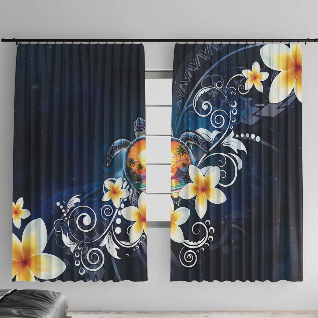 Hawaii Honu Window Curtain Polynesian Curves Plumeria - Polynesian Pride