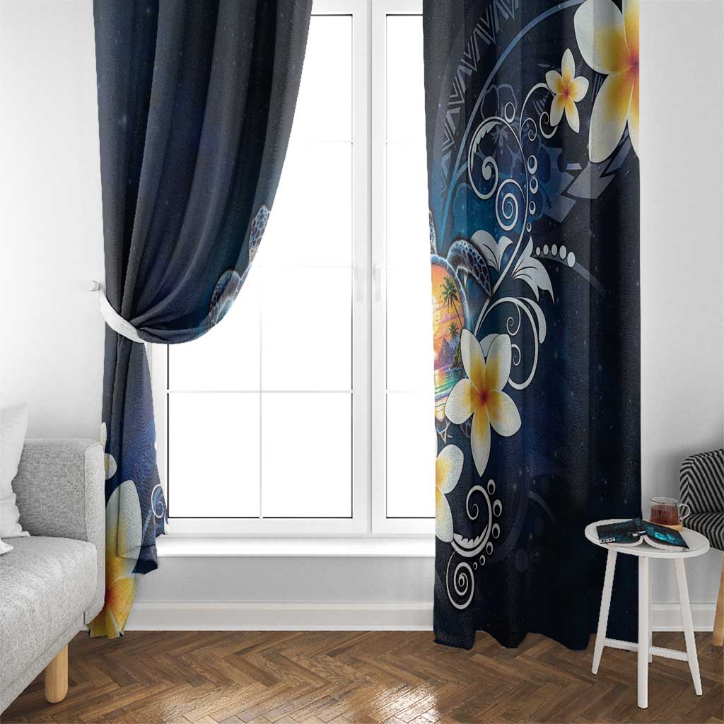 Hawaii Honu Window Curtain Polynesian Curves Plumeria - Polynesian Pride