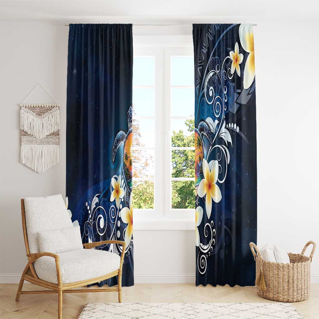 Hawaii Honu Window Curtain Polynesian Curves Plumeria - Polynesian Pride