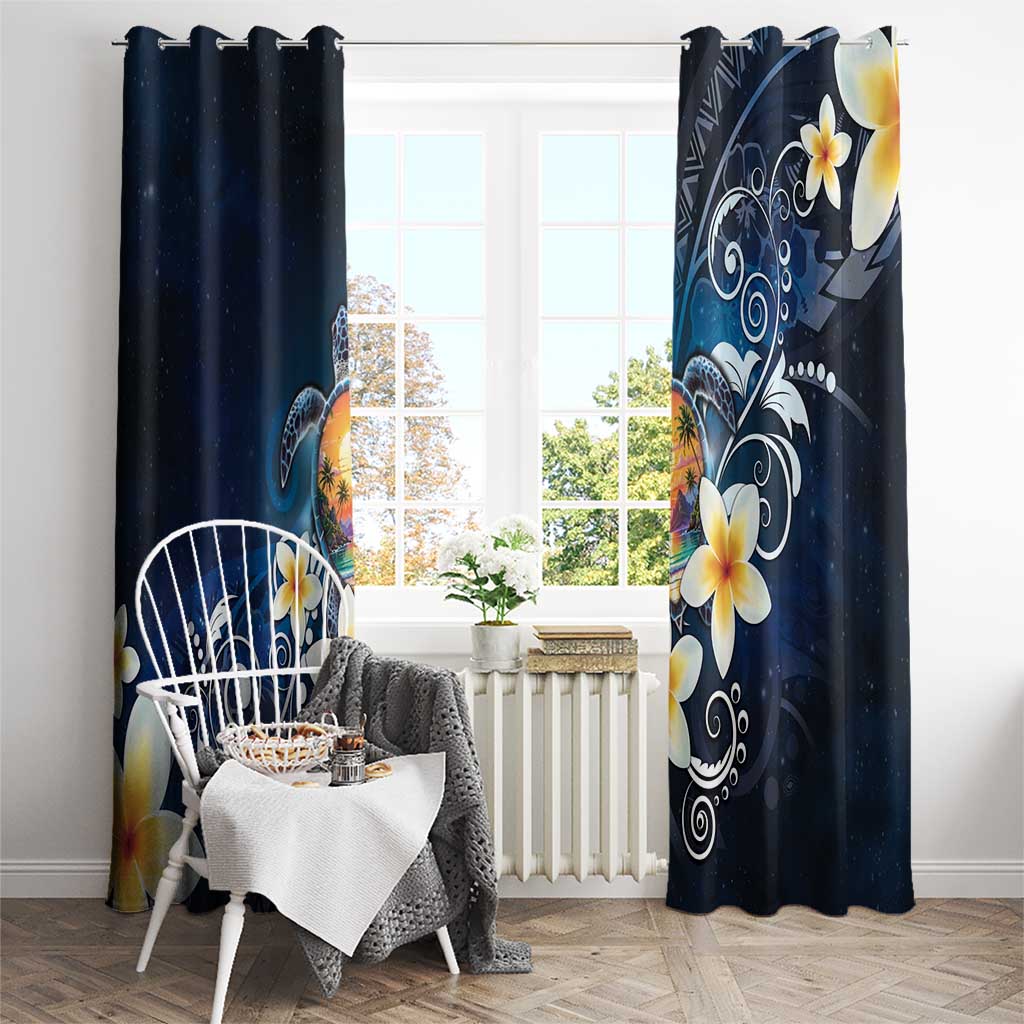 Hawaii Honu Window Curtain Polynesian Curves Plumeria - Polynesian Pride