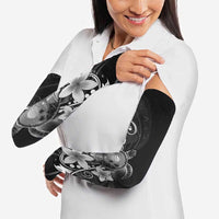 Hawaii Honu Arm Sleeves Polynesian Curves Plumeria Grayscale - Polynesian Pride