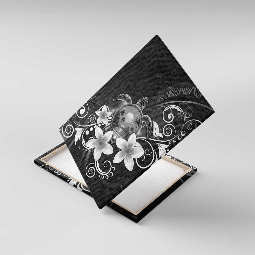 Hawaii Honu Canvas Wall Art Polynesian Curves Plumeria Grayscale - Polynesian Pride