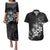 Hawaii Honu Couples Matching Puletasi and Hawaiian Shirt Polynesian Curves Plumeria Grayscale - Polynesian Pride