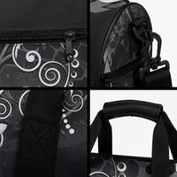 Hawaii Honu Duffle Bag Polynesian Curves Plumeria Grayscale