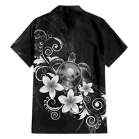 Hawaii Honu Family Matching Puletasi and Hawaiian Shirt Polynesian Curves Plumeria Grayscale - Polynesian Pride