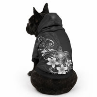 Hawaii Honu Pet Hoodie Polynesian Curves Plumeria Grayscale