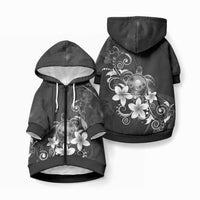 Hawaii Honu Pet Hoodie Polynesian Curves Plumeria Grayscale