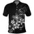Hawaii Honu Polo Shirt Polynesian Curves Plumeria Grayscale - Polynesian Pride