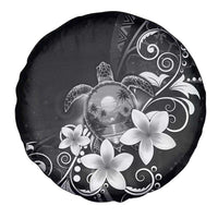 Hawaii Honu Spare Tire Cover Polynesian Curves Plumeria Grayscale - Polynesian Pride