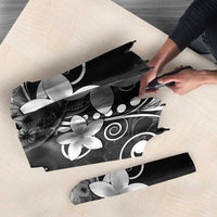 Hawaii Honu Umbrella Polynesian Curves Plumeria Grayscale - Polynesian Pride