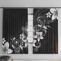 Hawaii Honu Window Curtain Polynesian Curves Plumeria Grayscale - Polynesian Pride