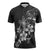 Hawaii Honu Zipper Polo Shirt Polynesian Curves Plumeria Grayscale - Polynesian Pride