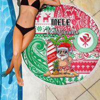 Hawaii Christmas Beach Blanket Santa Claus Surf Mele Kalikimaka LT05 - Wonder Print Shop