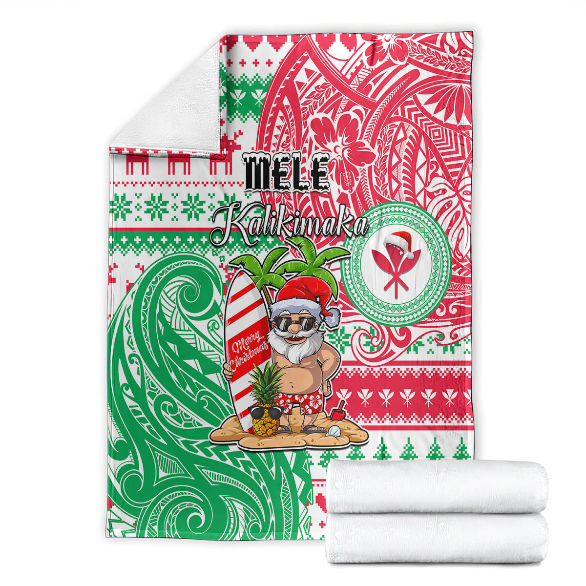 Hawaii Christmas Blanket Santa Claus Surf Mele Kalikimaka LT05 - Polynesian Pride