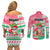 Hawaii Christmas Couples Matching Off Shoulder Short Dress and Long Sleeve Button Shirts Santa Claus Surf Mele Kalikimaka LT05 - Polynesian Pride