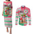 Hawaii Christmas Couples Matching Puletasi Dress and Long Sleeve Button Shirts Santa Claus Surf Mele Kalikimaka LT05 Red - Polynesian Pride