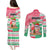 Hawaii Christmas Couples Matching Puletasi Dress and Long Sleeve Button Shirts Santa Claus Surf Mele Kalikimaka LT05 - Polynesian Pride