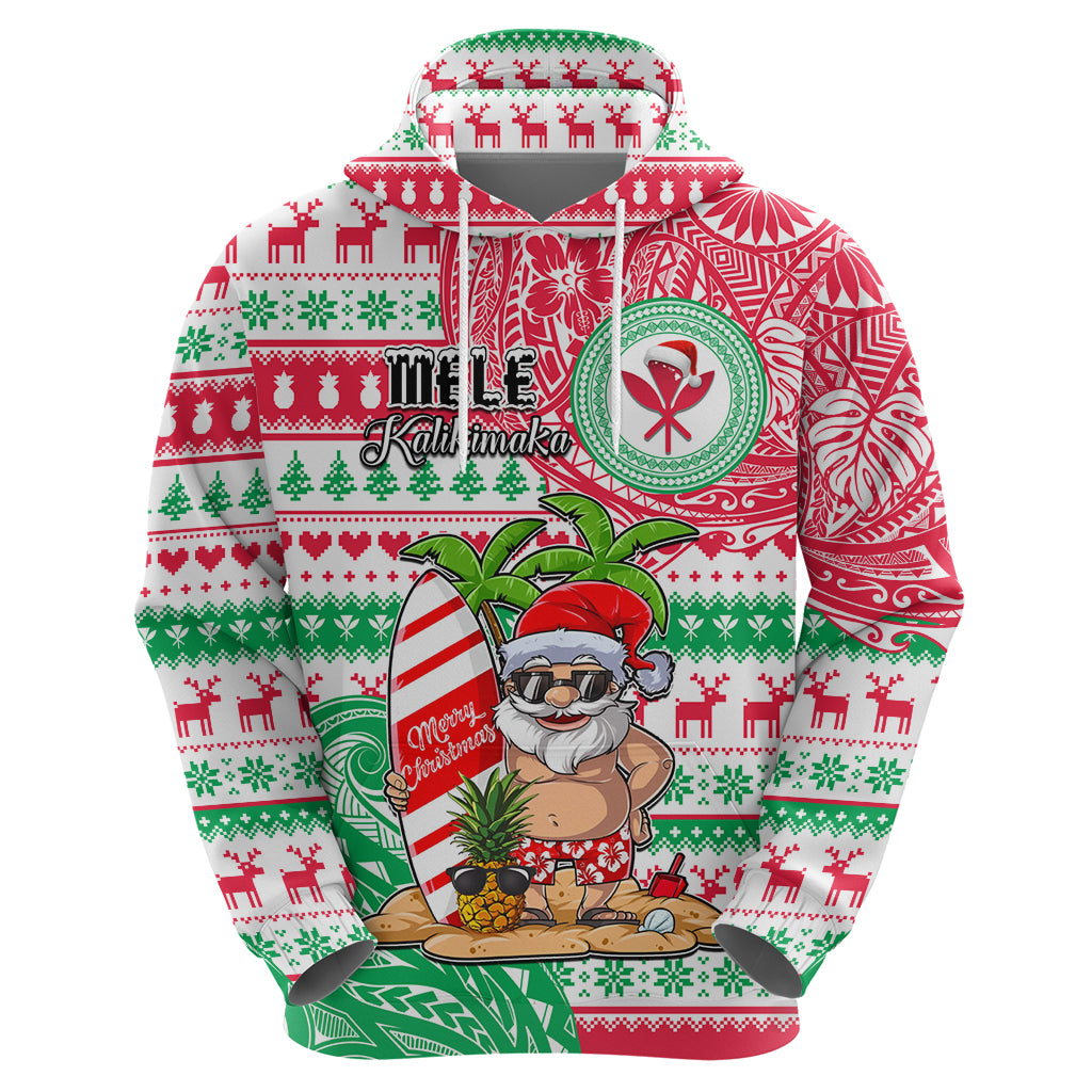 Hawaii Christmas Hoodie Santa Claus Surf Mele Kalikimaka LT05 - Polynesian Pride