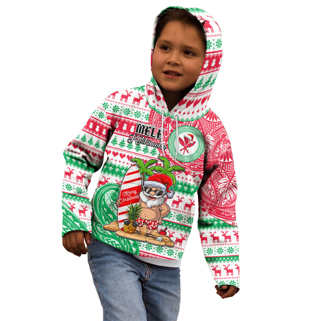 Hawaii Christmas Kid Hoodie Santa Claus Surf Mele Kalikimaka LT05 - Polynesian Pride