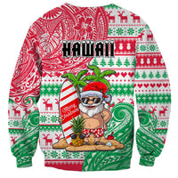 Hawaii Christmas Sweatshirt Santa Claus Surf Mele Kalikimaka LT05 - Polynesian Pride