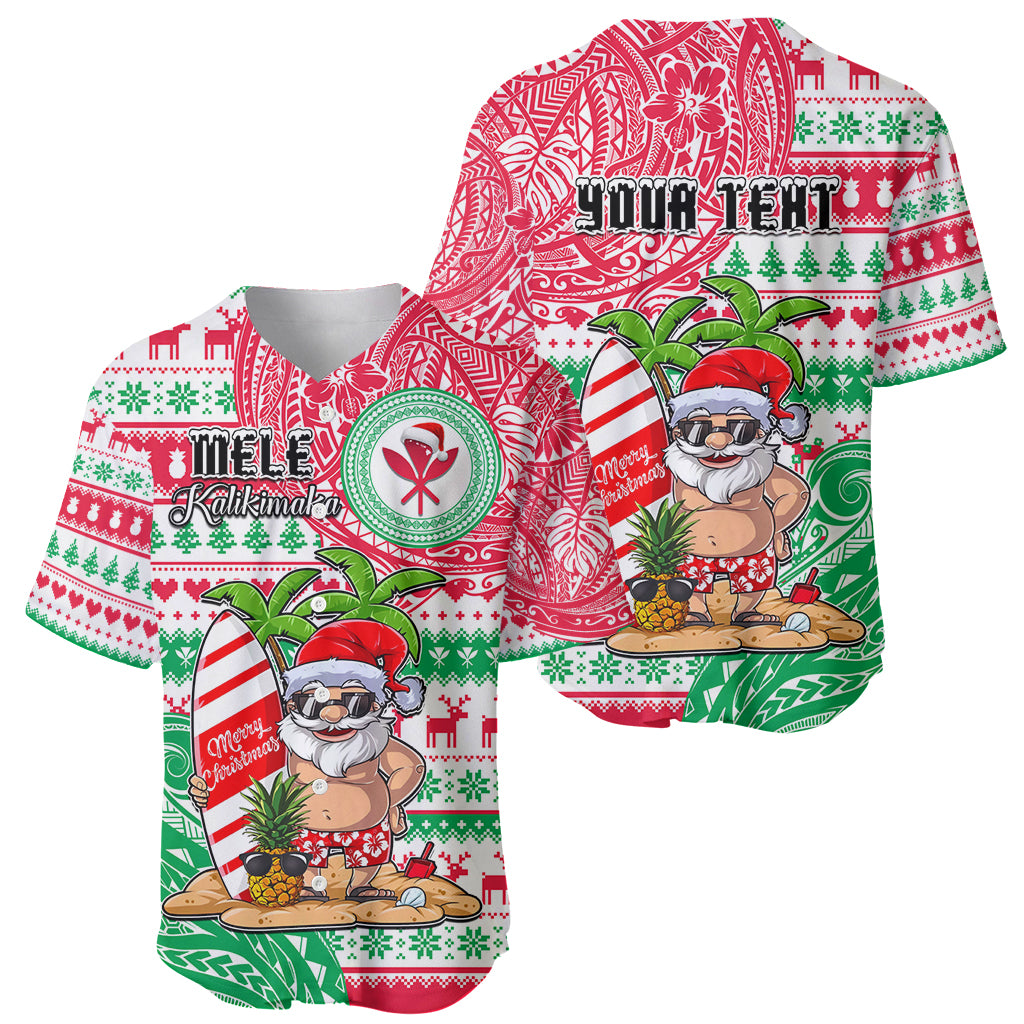 Personalized Hawaii Christmas Baseball Jersey Santa Claus Surf Mele Kalikimaka LT05 - Polynesian Pride